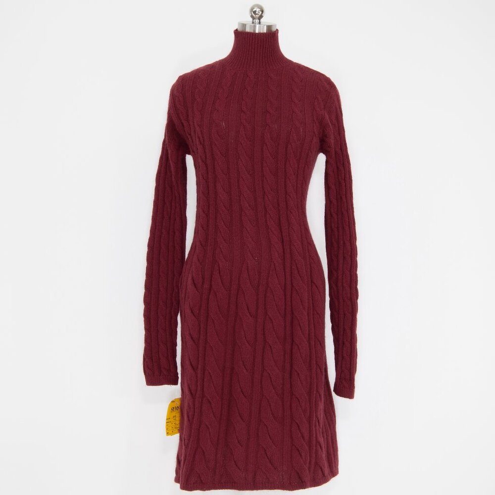 NWOT Krizia Maglia Angora‑Blend Cable‑Knit Turtleneck Dress
